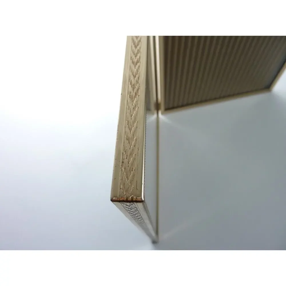 Vintage 1970s Gold Folding Double Picture Frame 8x10 Bifold Twin Photo Display